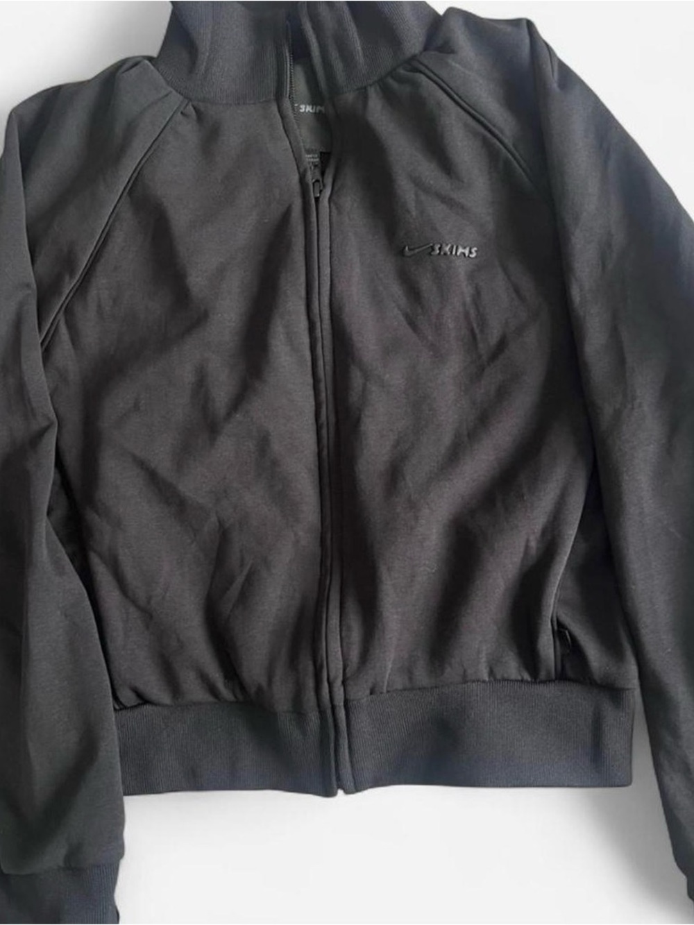 SKIMS Black Zip-Up Track Jacket